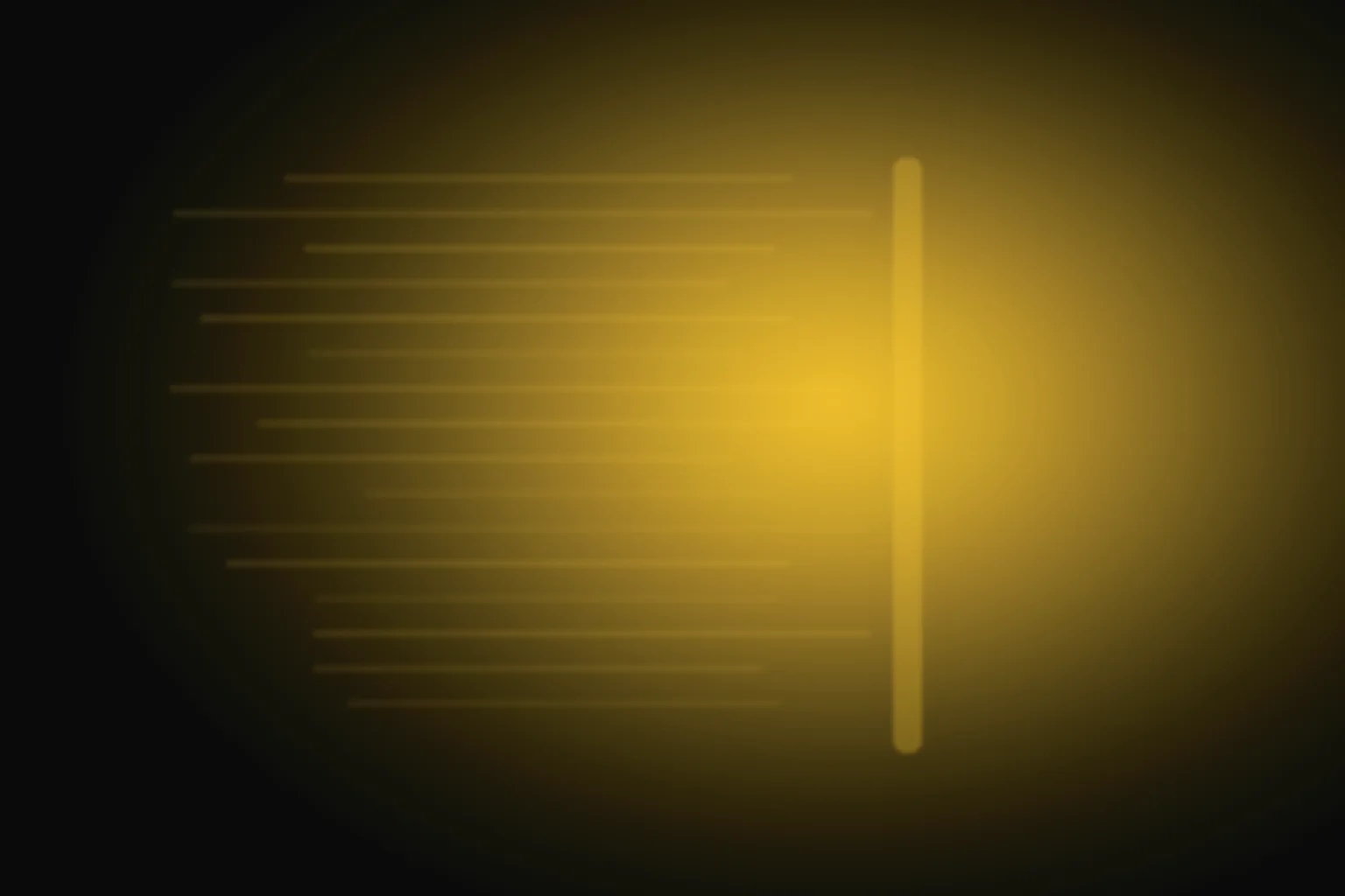 Amber streaks of motion light gathering into a single sharp vertical band against a dark background